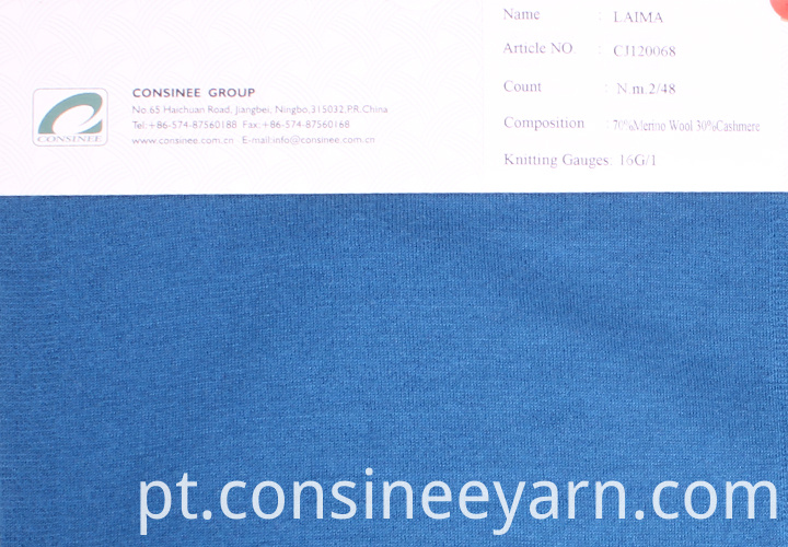 Nm2 / 48 70% lã de merino 30% fios de cashmere Nm2/48 70% merino wool 30% cashmere yarn